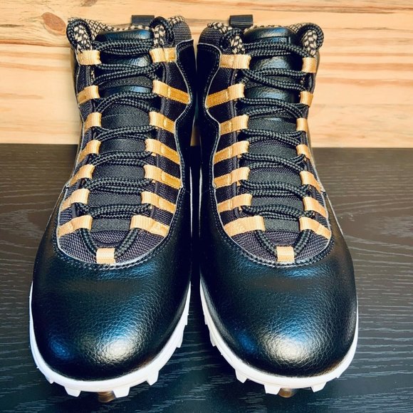 Nike Air Jordan 10 TD Mid Men's Football Cleats Black Gold NEW - Picture 6 of 9